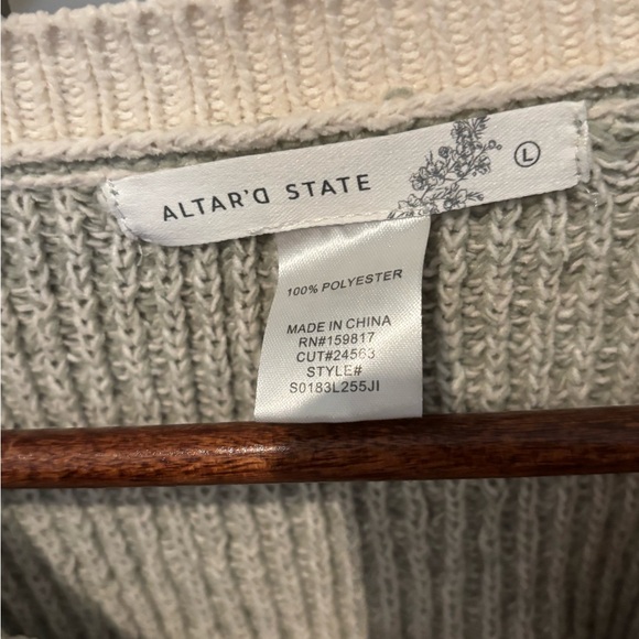 Altar'd State Patchwork Sweater - Cream, Tan, Gray - Picture 2 of 3